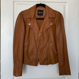 Madewell Washed Leather Motorcycle Jacket in dried cedar